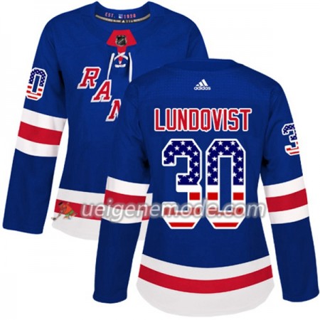 Dame Eishockey New York Rangers Trikot Henrik Lundqvist 30 Adidas 2017-2018 Blue USA Flag Fashion Authentic